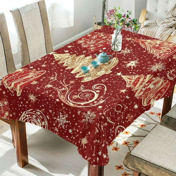 BZSMCE Square Tablecloth Christmas Trees with Sonwflake Pattern Tableclothes