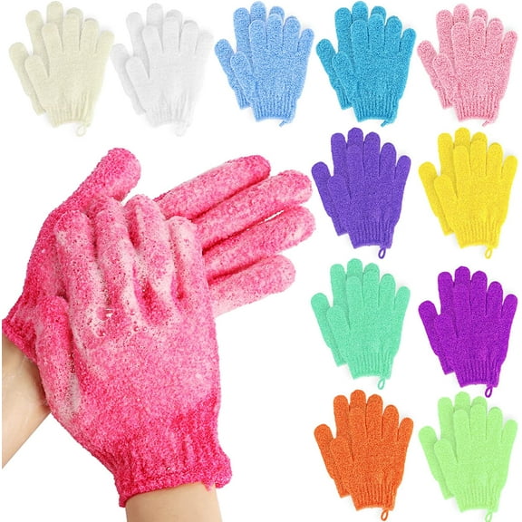 Zoizocp 24 Pieces Exfoliating Bath Gloves, Made of 100% Nylon,12 Colors Double Sided Exfoliating Gloves for Beauty Spa Massage Skin Shower Scrubber Bathing Accessories