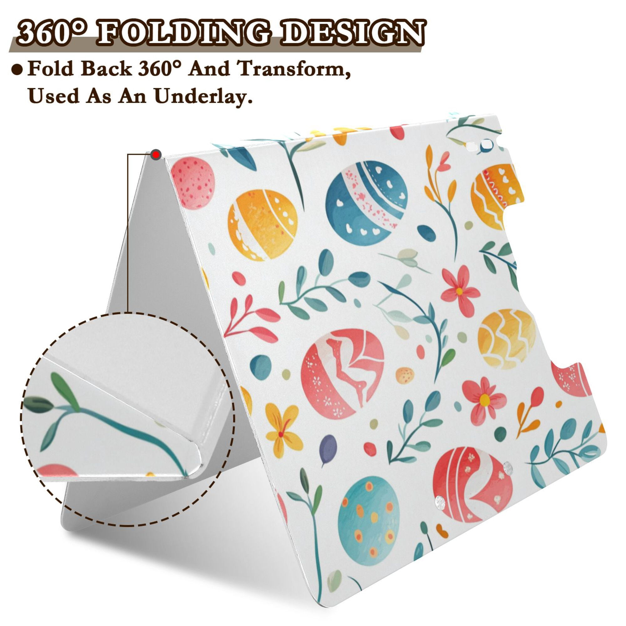 FORMRS A4 Clipboard Folder with Pen Holder Horizontal Foldable School Office Binder, Cute Easter Eggs