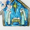 thumbnail image 2 of Nativity Hand Drawn Door Hanger, Blue Gold Ivory Decor, Church Christmas Decorations, Perfect Preacher or Leader Gift, 2 of 4