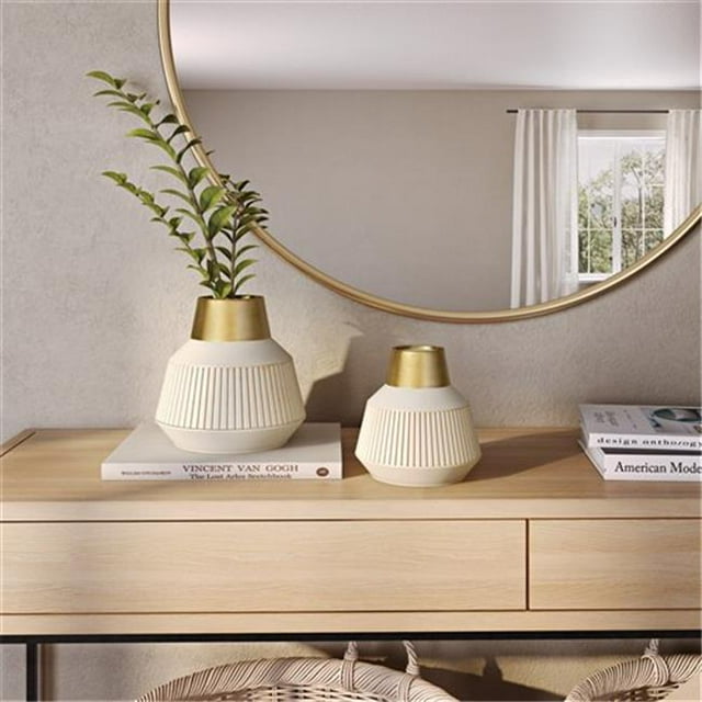 Aspire Home Accents 7098 Vases en Métal Manette, Or - Ensemble de 2