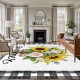 thumbnail image 2 of Summer Sunflower Rose Area Rugs 5x7 ft Country Farm Yellow Flower Leaf Black Plaid Washable Rug Non Slip Indoor Carpet Absorbent Floor Mat for Living Room Bedroom Dining Room, 2 of 9