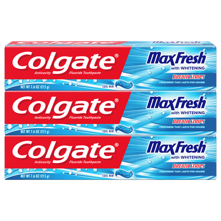 Colgate Max Fresh Toothpaste with Breath Strips, Cool Mint - 7.6 Ounce (3