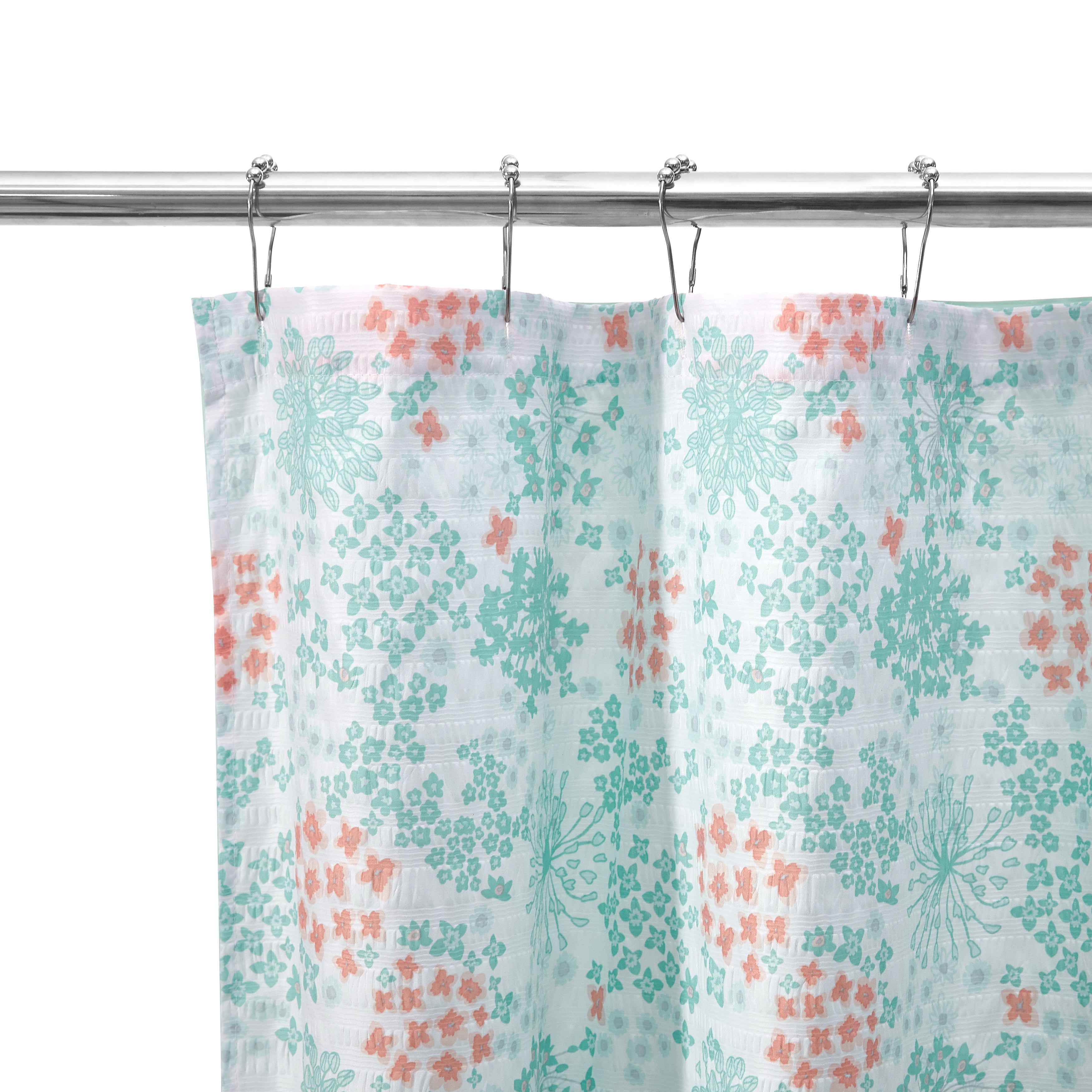 Mainstays 14 Piece Floral Shower Set with Liner, 72 in x 72 in, Polyester, Multicolor