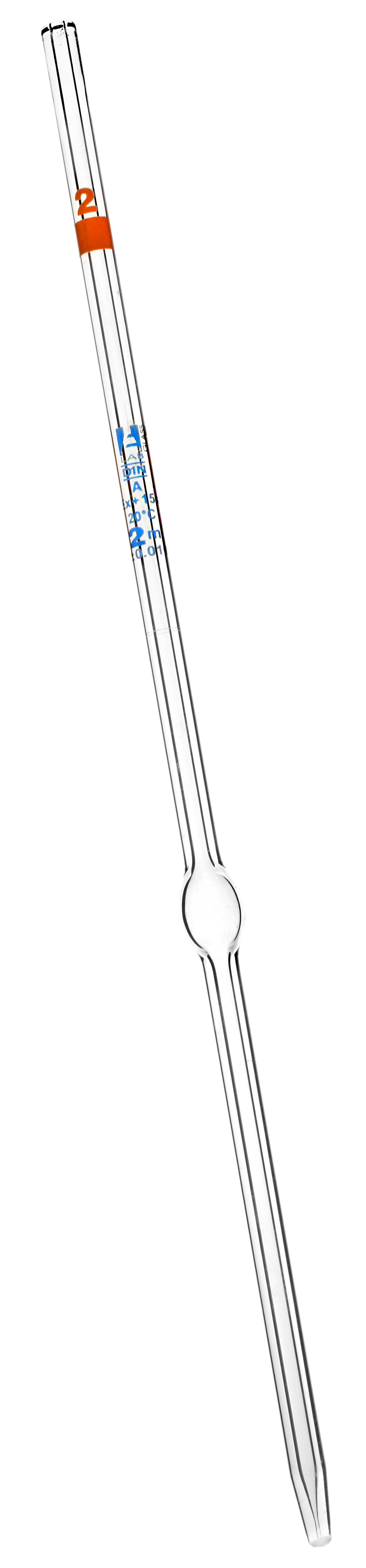 Pipette 2ml Class A Tolerance 0 010ml Color Code Orange Bulb 