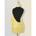 thumbnail image 7 of Light Yellow High Neck Backless Mini Bodycon Dress With Sequin Embellishment For Women Club Outfit, 7 of 7