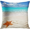 thumbnail image 4 of Set of 4 Throw Pillow Cover 18x18 Inch Summer Starfish and Shells Home Decor Pillowcase Square Cushion Cover for Sofa Bed Couch, 4 of 5