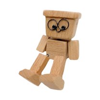 Wooden Man, Swing Square Head Robot Car Pendant Car Pendant for Car Dashboard, Handmade Shak Feet Woodens Doll, Funny Cars Ornaments Wood Desktop Decor, Car Dashboard Accessories D