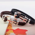 thumbnail image 1 of 2PCS Men's Anchor Bracelet, Vegan Leather and Stainless Steel, Anchor Bracelet Model, Silver Color Stainless Steel Bracelet and Vegan Leather, 1 of 5