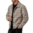 thumbnail image 5 of GrmtClth Retro Mens Plaid Mid Weight Plaid Overshirt Jacket Long Sleeve Snap Closure Loose Fit Mid Season Daily Outerwear Yellow 2XL, 5 of 8