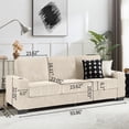 thumbnail image 2 of AENKYO 84" Modern Corduroy 3-Seater Sofa, Compressed Couch with Built-in Cup Holders & Washable Covers, Beige, 2 of 8