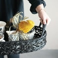 thumbnail image 6 of Creative Co-Op Decorative Hand-Woven Rattan Tray with Handles, Black, 6 of 7