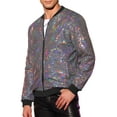 thumbnail image 4 of INSPIRE CHIC Sequin Varsity Jacket for Men's Zip Up Long Sleeves Party Sparkle Jacket, 4 of 4