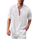 thumbnail image 4 of Camisa Henley De Lino Con Cuello Alto, Manga Larga, Casual,, 4 of 6