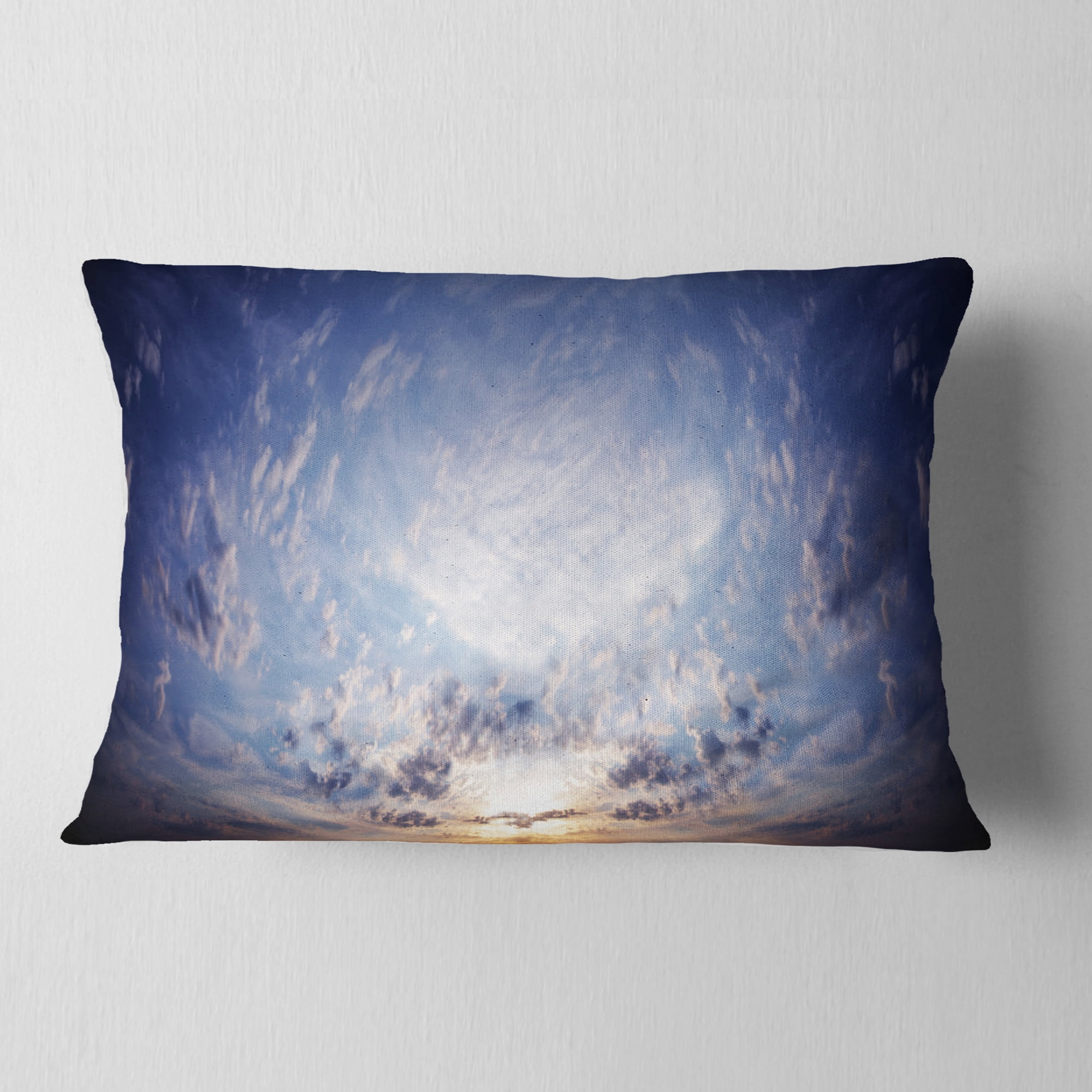 Designart Blue Celestial Landscape - Photography Throw Pillow - 12x20