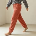 thumbnail image 4 of Ohufall Women's Pajama Pants Cozy Fleece Cuffed Elastic Waist Pant Soft Lounge Sleepwear for Winter, 4 of 5
