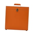 thumbnail image 3 of FashionCha Vinyl Record Storage Case Collection Organizer PU Leather Storage Box with Buckle Lock Handle for Safe CD and LP Album Storage Suitable for Studio Office Home Orange, 3 of 8