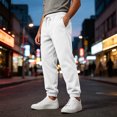 thumbnail image 7 of WULMLEO Men's Jogger Pants with Pockets Drawstring Tapered Athletic Sweatpants for Gym Running Casual White M, 7 of 7