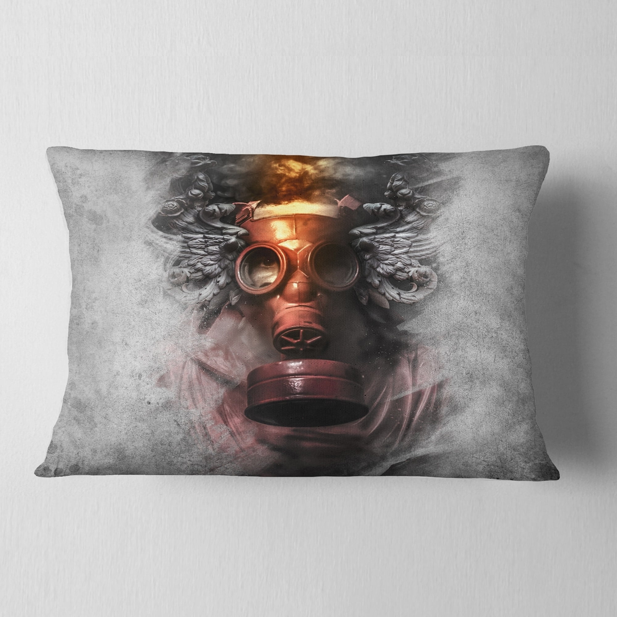 Design Art Designart Toxic Man In Mask Abstract Portrait Throw Pillow Walmart Com Walmart Com