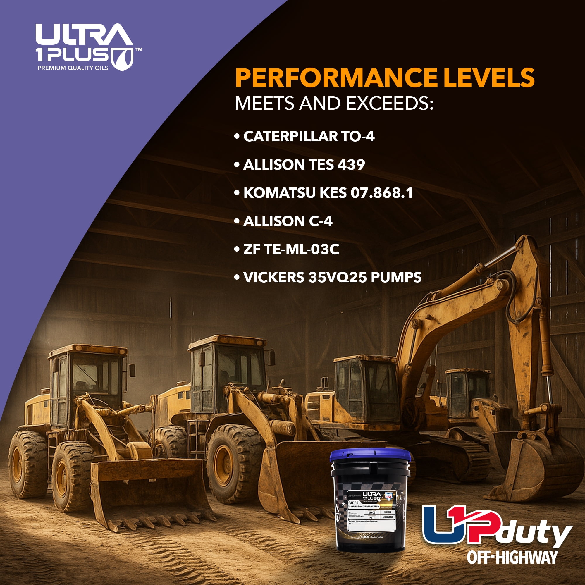 Ultra1Plus SAE 30 Transmission Fluid Drivetrain Torque, TO-4 | 5 Gallon Pail