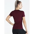 thumbnail image 6 of NELEUS Women's Compression Shirt Yoga Tight Tops Workout Athletic Short Sleeves 3 Pack,Black+Gray+Red Wine,US Size 2XL, 6 of 8
