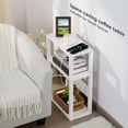thumbnail image 6 of LELELINKY 2pc 3-Tier Narrow Side Table with Charging Station, Wood Nightstand with USB Ports for Small Spaces, White, 6 of 7