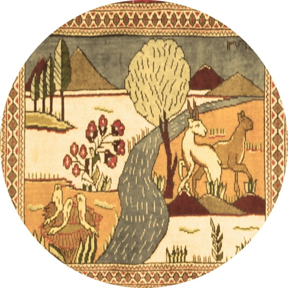 Ahgly Company Indoor Round Animal Brown Traditional Area Rugs, 6' Round