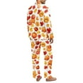 thumbnail image 2 of SCRAWLGOD Fall Decor Mens Pajamas Set, Comfy Button Down Notched Collar Pajamas for Men, Long Sleeve Mens Sleepwear with Pockets & Elastic Band, Set of 2, Pumpkin Maple Leaf Yellow White, XS, 2 of 6