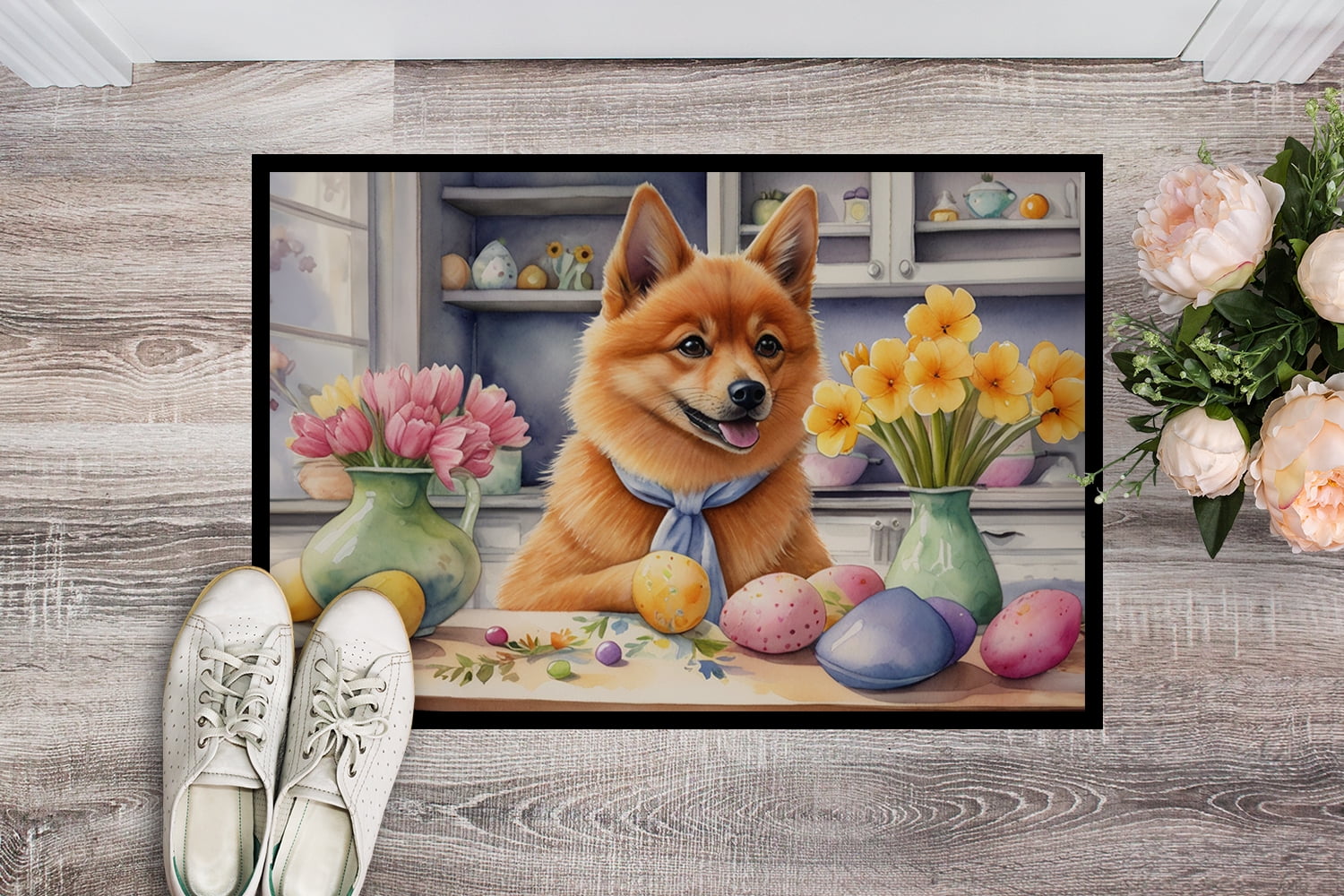 Decorating Easter Finnish Spitz Doormat 27 in x 18 in