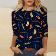 thumbnail image 2 of Outfmvch Chemises Mardi Gras pour Femmes, Manches 3/4 Hauts pour Femmes, Tenue Mardi Gras pour Femmes, Blouses pour Femmes, Hauts d'Entraînement pour Femmes, Tunique Graphique de Carnaval Manches 3/4 Col Rond Blouse Violette 2TG, 2 of 4