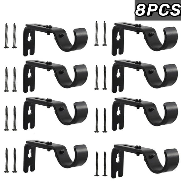 Uptyia Curtain Rod Brackets Curtain Rod Hooks Heavy Duty Black Adjustable Curtain Rod Holders