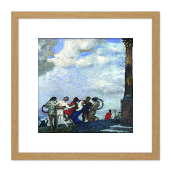 Von Stuck The Dance Painting 8X8 Inch Square Wooden Framed Wall Art Print Picture with Mount