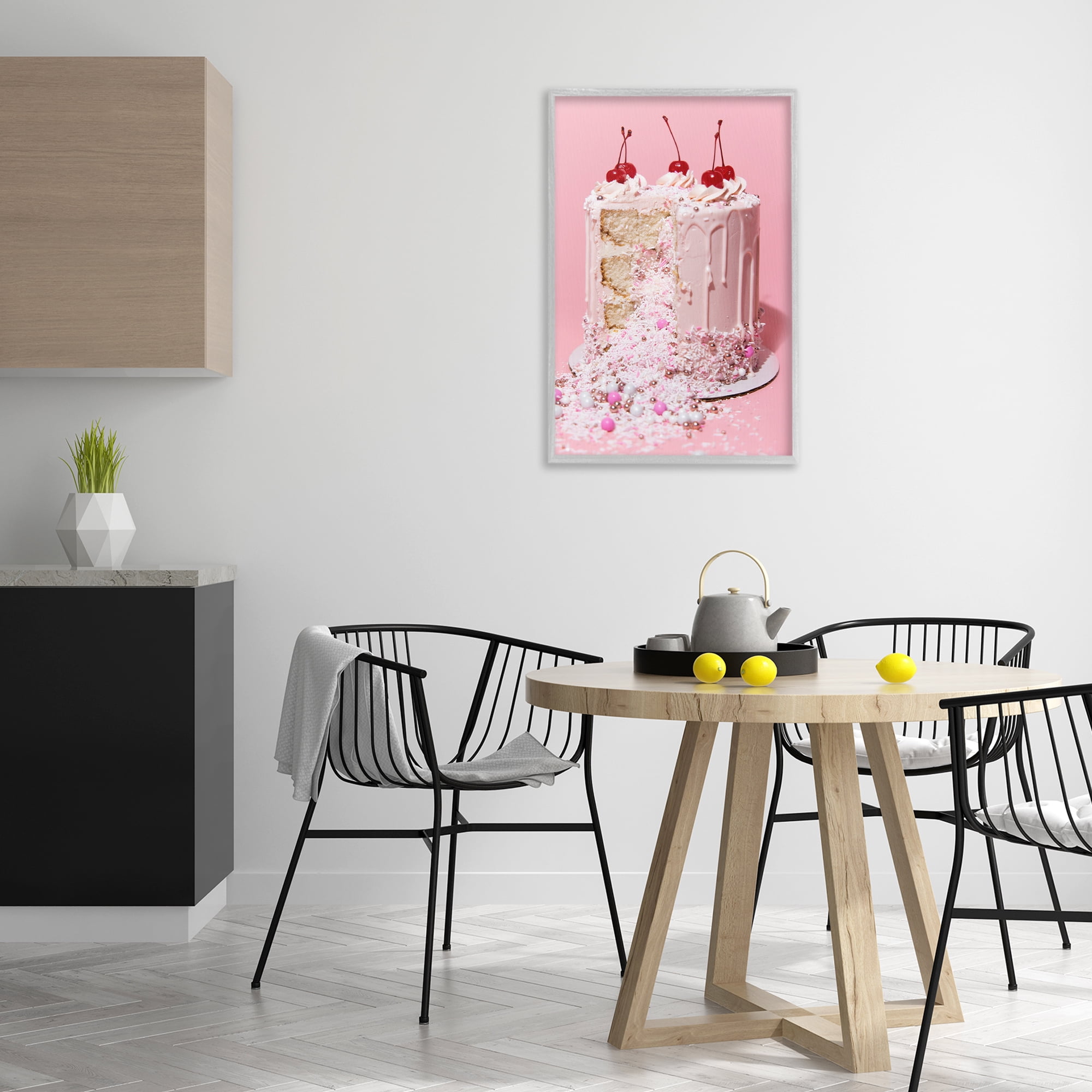 Stupell Industries Glam Gemstone Cake Food & Beverage Painting Gray Framed Art Print Wall Art, 20 x 30