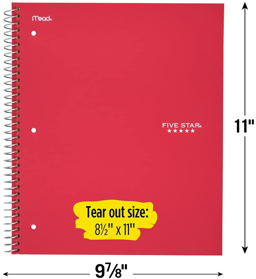5 Subject 1 Count 06208 College Ruled Paper 200 Sheets Color Selected for You Five Star Spiral Notebook !!! 0 1 - Color Selected for You 11 x 8-1//2