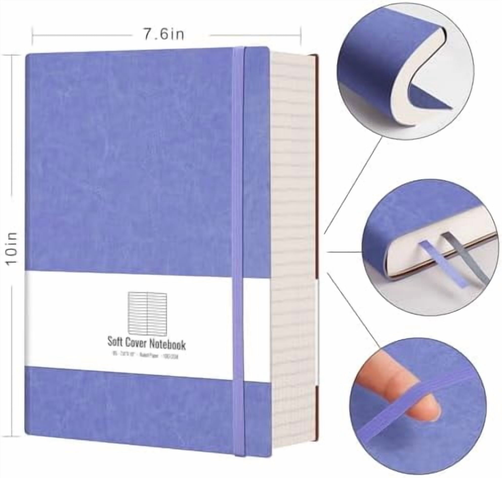 YNGLLC Lined Journal Notebook - 320 Numbered Pages Leather Journal for Women, 100gsm Thick College Ruled Paper, Large B5 Softcover Journal for Writing Work School, 7.6'' X 10''-Purple