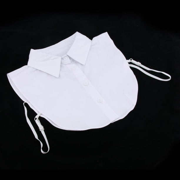 Cuello Falso Collar de Imitación Media de con Banda Ajustable Adorno para Chaqueta Suéter - Blanco Yinane Cuello falso de algodón para mujer