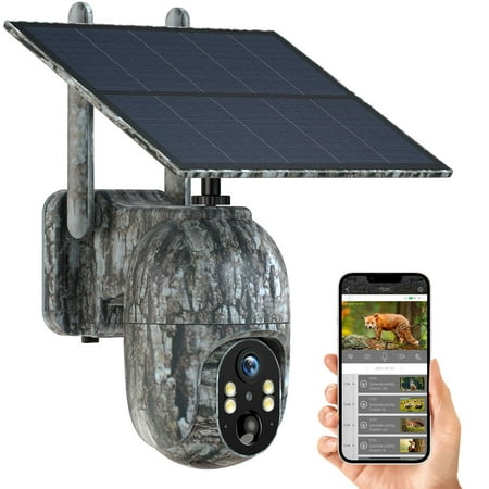 Campark 4G LTE Cellular Trail Camera Solar with SIM Card Wireless Outdoor No Wifi Game Hunting Camera 2.5K HD PTZ Night Vision Waterproof Motion Detection Security Cam with Cloud Storage