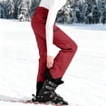 thumbnail image 4 of OIOLOYJM Ski Pants Women Color Block Snow Outfits Outdoor Hiking Snowboard Pants Casual Athletic Warm Trousers with Pockets Wine S, 4 of 5