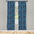 thumbnail image 2 of Ambesonne Navy Curtains, Leaf Flower Retro Ornament Art, Pair of 28"x84", Dark Blue Violet and Grey, 2 of 4
