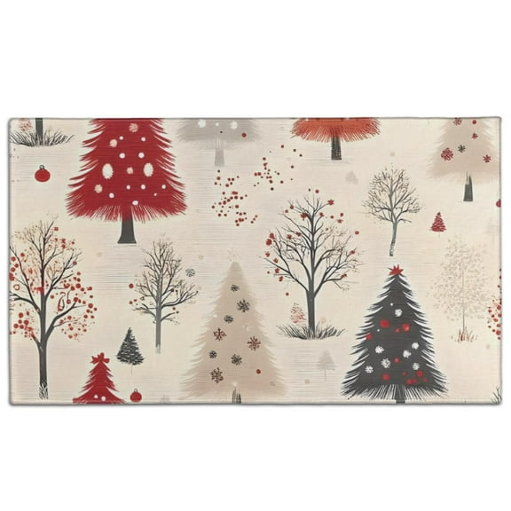 Beige Christmas Tree Pattern Door Rugs,Washable Non Slip Door Mats Indoor,Decorative Door Mats,Entry Mat Indoor for Entrance,Bedroom,Kitchen,Bathroom,17"x30"