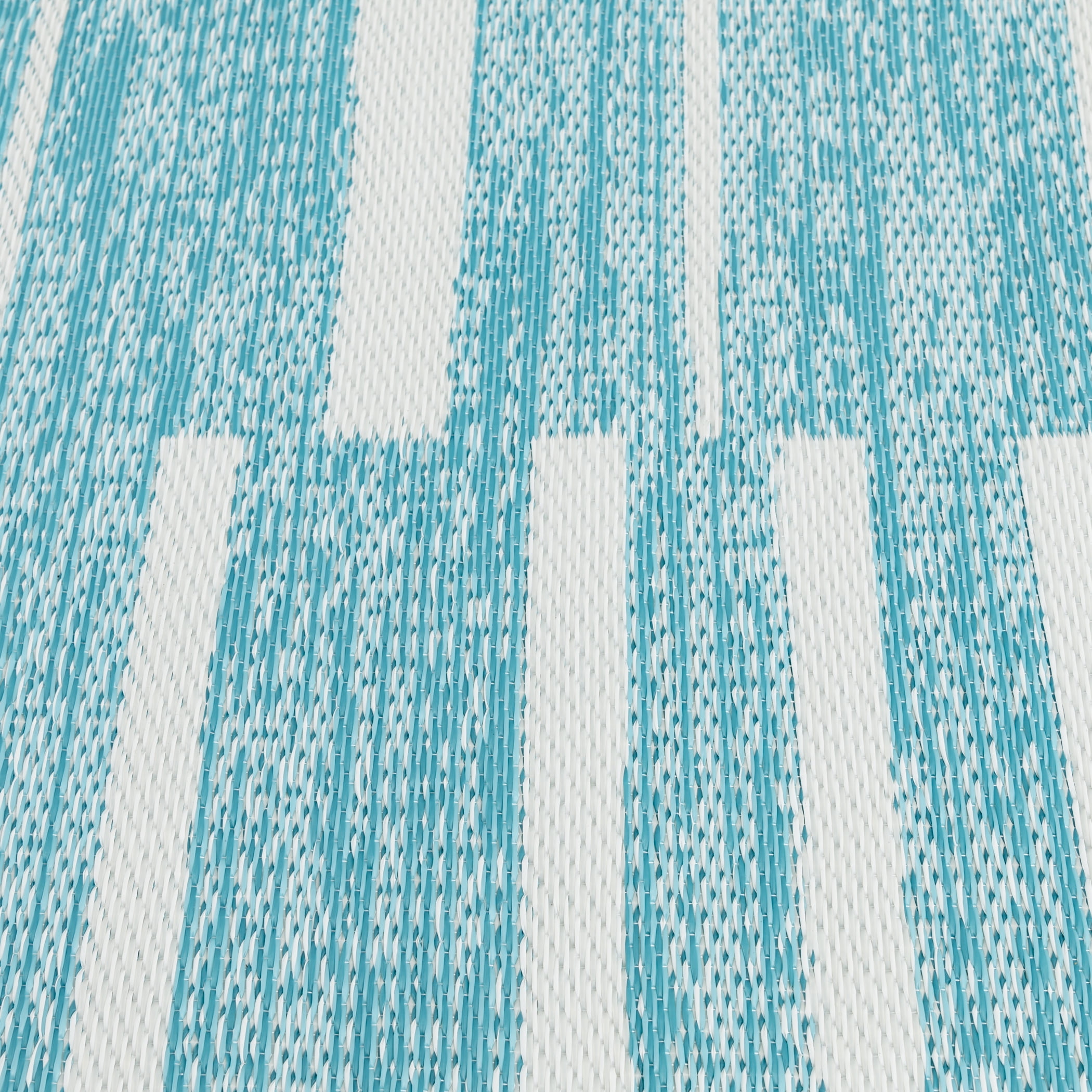 Mainstays 5 ft x 7 ft Teal Geo Stripe Reversible Outdoor Plastic Rug