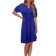 thumbnail image 1 of WILLBEST Vestido Largo De Verano Para Mujer, Manga Corta, Cuello En V, Cintura Plisada, Faja, Color Liso, Manga Corta, Informal, Suelto, Cuello En V, 1 of 3