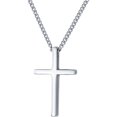 thumbnail image 1 of Collar con colgante de cruz de plata de ley 925 para hombres y mujeres, joyería cristiana, collar con cruz de 15,7 pulgadas oso de fresa  Hogar, 1 of 5