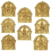 Brass World Brass Goddess Ashtalakshmi Laxmi Set of 8 Pcs Ashta Lakshmi Wall Hanging Luxmi for Diwali Pooja Mandir Temple Office Dcor Marriage (5.5x5.5 Inch Each Idol)