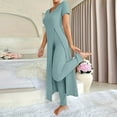 thumbnail image 1 of Pincandy Women's Solid Color Pajama Set - Crew Neck Short Sleeve Top & Pants, Casual & Comfortable for Homewear, 1 of 5