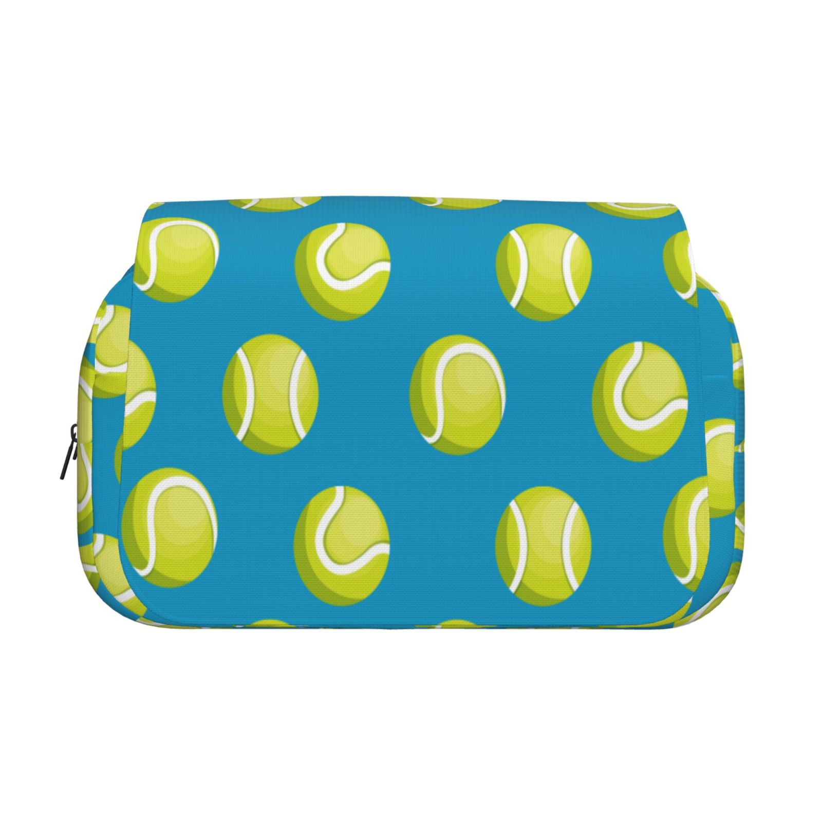 Rateoe Ball Tennis Pattern Double Clamshell Pen Case, Storage Organizer with Two Zipper Compartments– Holds Up to 50 Pencils & Pens