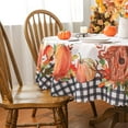 thumbnail image 2 of Fall Tablecloth 60 x 60 Inch Round, Fall Decorations for Home Buffalo Plaid Pumpkin Fall Table Cloths Seasonal Thanksgiving Decor Scallop Edge Table Cover Party Dining Table Decorations, 2 of 6