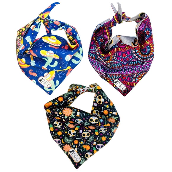 Bandanas para perros BFF set de 3 piezas talla grande Dia De Muertos