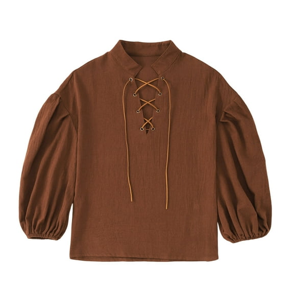 WhouRiu Little Boys Tshirts Long Sleeve Embroidery T Shirt Children Spring Fall Loose Tops Brown,Sizes 7-8