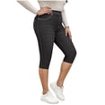 thumbnail image 4 of uublik Womens Pants Capris Stretchy Skinny Pants High Waisted Slimming Jeggings Denim Trousers Pants, Dark Gray, 4 of 6